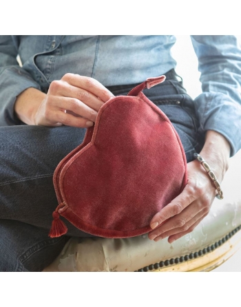 Pochette Cœur Velours -...